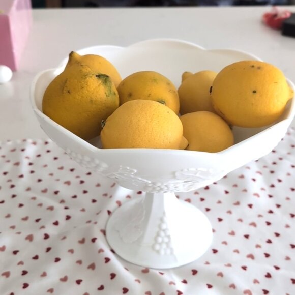 Other - DEAL! Vintage Milk Glass Serving Pedestal Bowl. Scalloped Rim